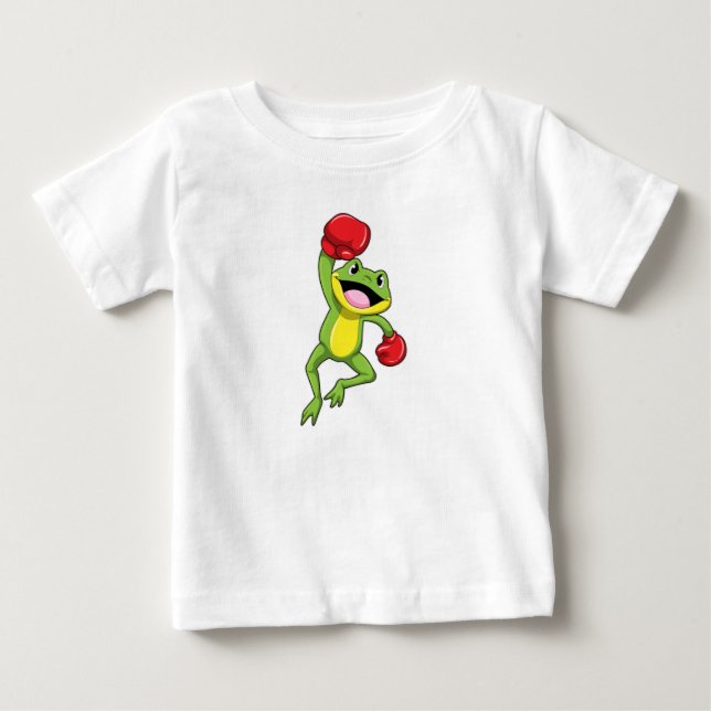 T-shirt Pour Bébé Grenouille à la boîte avec gants de boxe (Devant)
