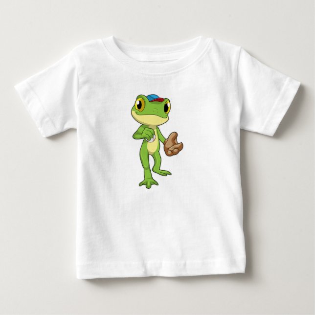 T-shirt Pour Bébé Grenouille au baseball avec gant de baseball (Devant)