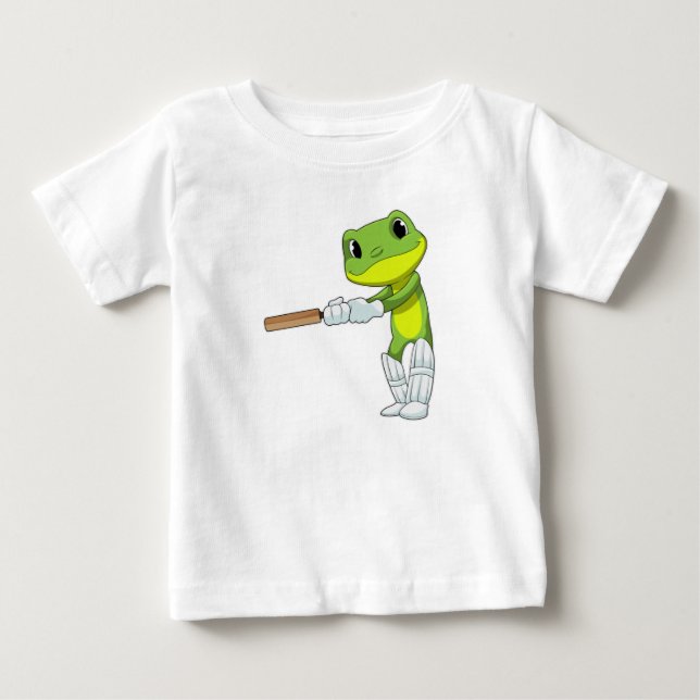 T-shirt Pour Bébé Grenouille au cricket avec chauve-souris de cricke (Devant)