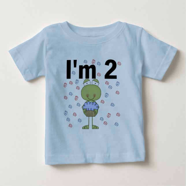 T-shirt Pour Bébé Grenouille avec Cupcake 2e chemises d'anniversaire (Devant)