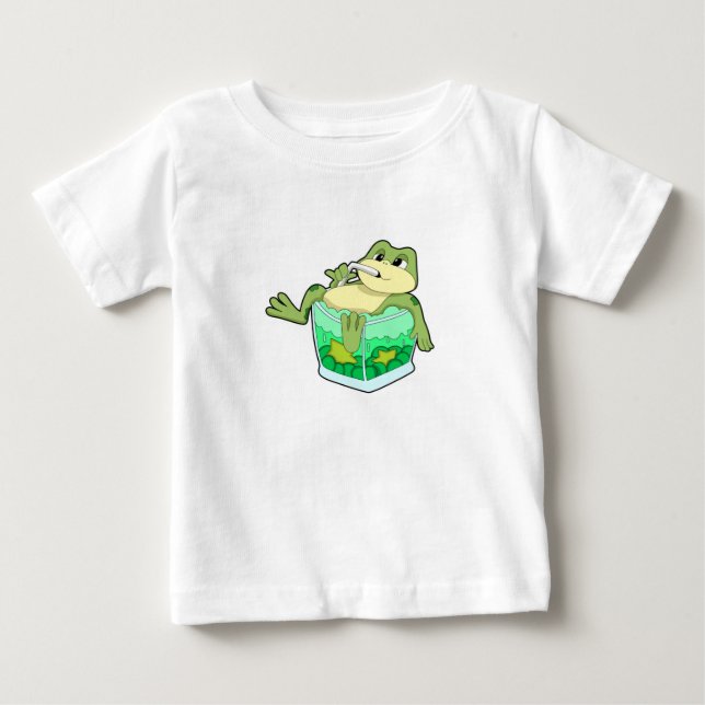 T-shirt Pour Bébé Grenouille avec verre de jus (Devant)