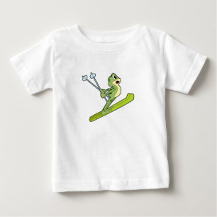 T-shirt Pour Bébé Grenouille comme sauteur de ski avec Ski.PNG