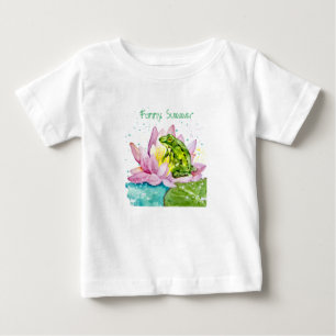 T-shirt Pour Bébé Grenouille drôle sur un lotus