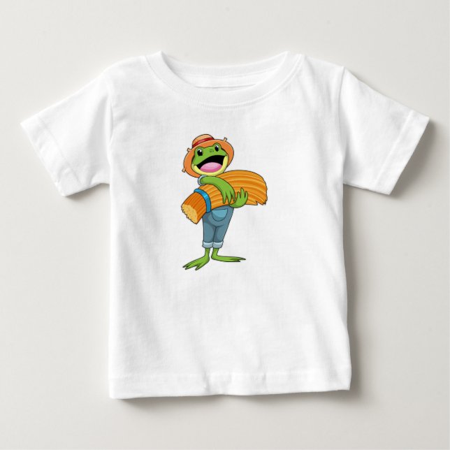 T-shirt Pour Bébé Grenouille en tant que fermier avec paille (Devant)