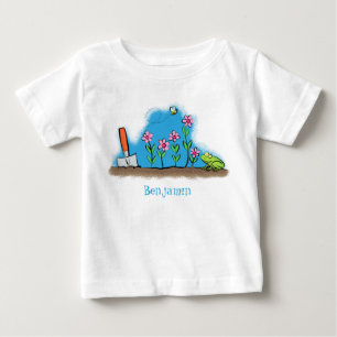 T-shirt Pour Bébé Grenouille mignonne et abeille dans le jardin dess