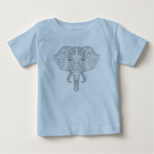 T-shirt Pour Bébé Griffonnage 2 de tête d'éléphant