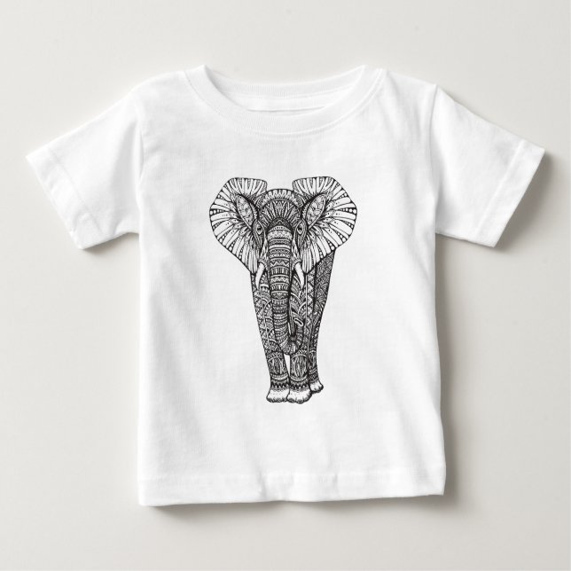 T-shirt Pour Bébé Griffonnage d'éléphant modelé par imaginaire (Devant)