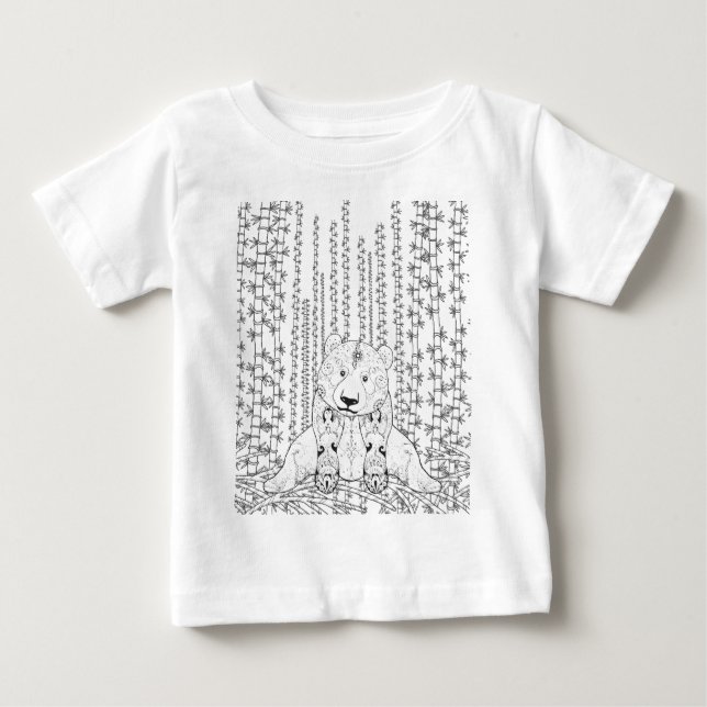 T-shirt Pour Bébé Griffonnage en bambou de panda (Devant)