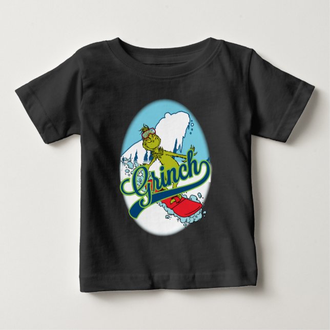 T-shirt Pour Bébé Grinch Snowboard (Devant)