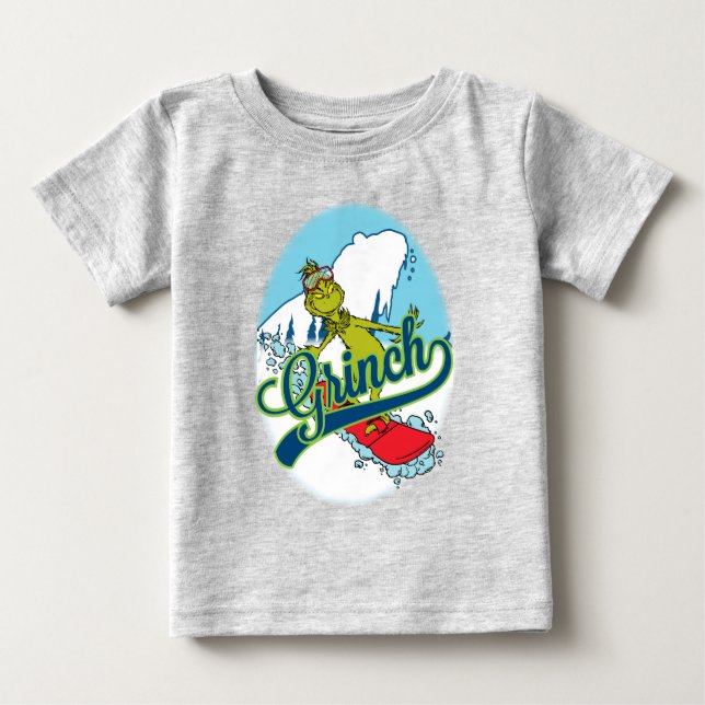 T-shirt Pour Bébé Grinch Snowboard (Devant)