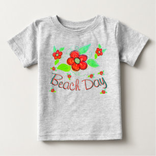 T-shirt Pour Bébé Grosse fleur rouge orange