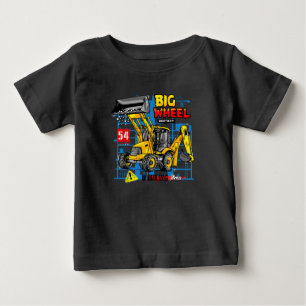 T-shirt Pour Bébé Grosse roue Excavateur de backhoe Équipement lourd