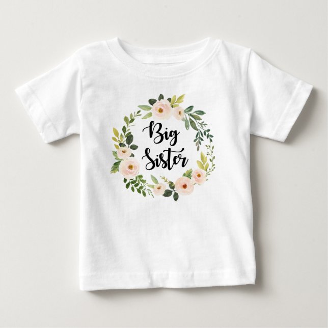 T-shirt Pour Bébé Grosse Soeur floral (Devant)