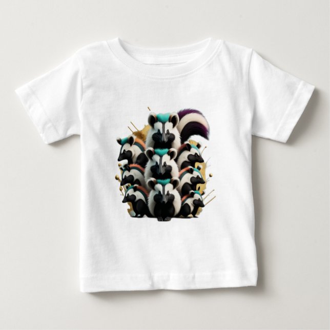 T-shirt Pour Bébé Groupe Abstrait de mignons skunks amusants (Devant)