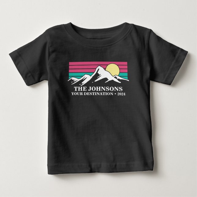 T-shirt Pour Bébé Groupe Camping familial sur mesure (Devant)