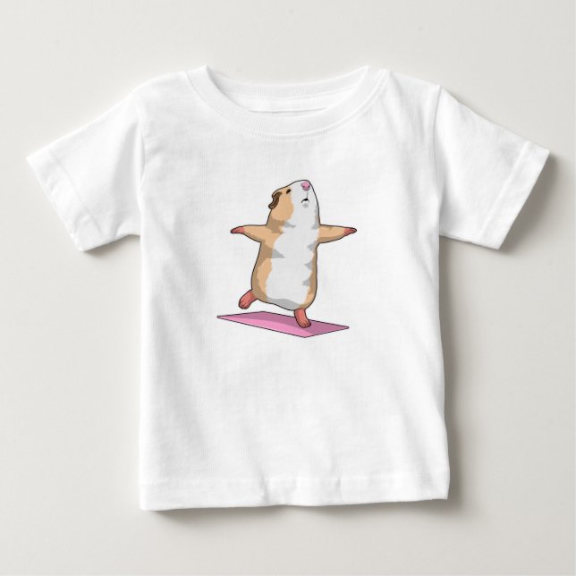 T-shirt Pour Bébé Guinéen Cochon Yoga Méditation Fitness (Devant)
