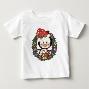 T-shirt Pour Bébé Guirlande de vacances de pingouin de Noël