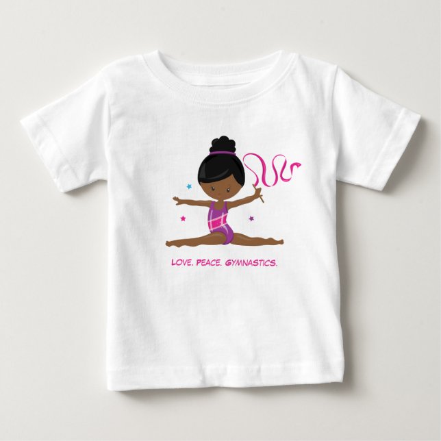 T-shirt Pour Bébé Gymnaste-Africain-Américain (Devant)