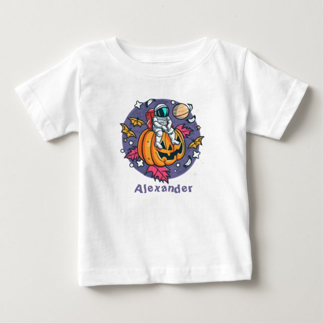 T-shirt Pour Bébé Halloween Citrouille personnalisé (Devant)