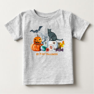 T-shirt Pour Bébé Halloween Composition Mon premier Halloween