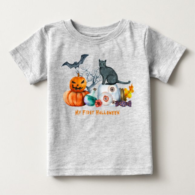 T-shirt Pour Bébé Halloween Composition Mon premier Halloween (Devant)