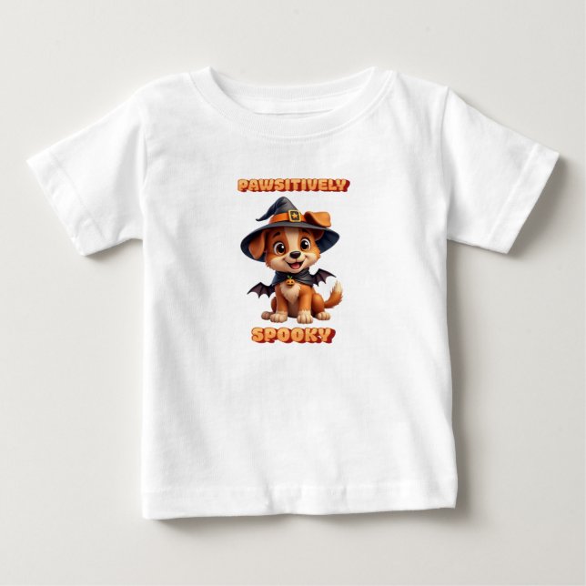 T-shirt Pour Bébé Halloween mignonne, Éffrayant de manière péawsitiv (Devant)