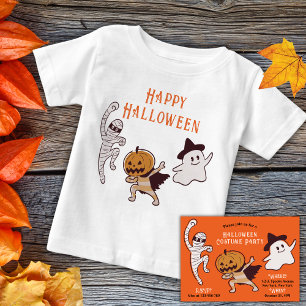 T-shirt Pour Bébé Halloween mignonne fantôme, maman, Monstre Citroui
