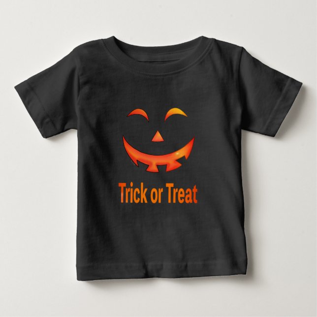 T-shirt Pour Bébé Halloween Trick or Treat Pumpkin Face (Devant)