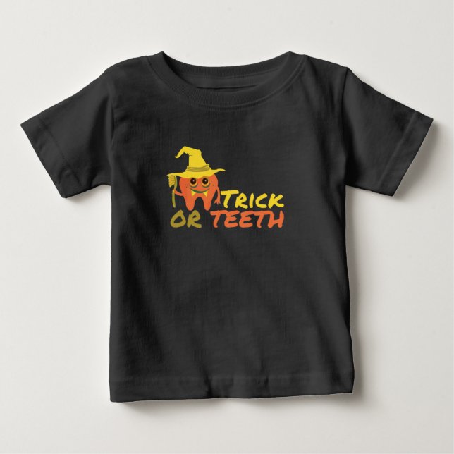 T-shirt Pour Bébé Halloween Trick ou dentiste de dents (Devant)