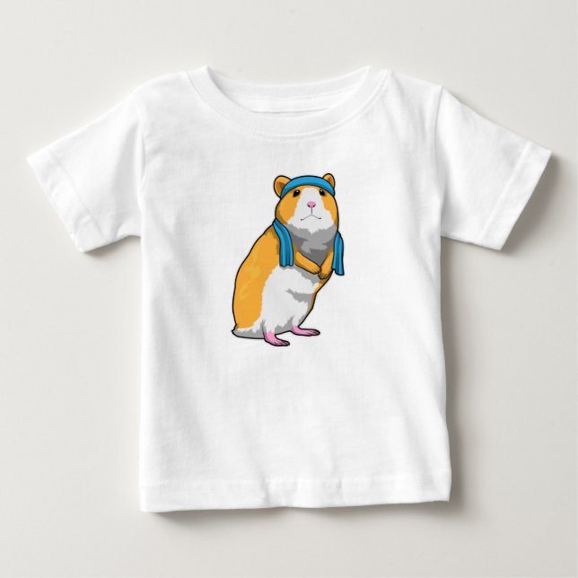 T-shirt Pour Bébé Hamster à Fitness avec serviette (Devant)