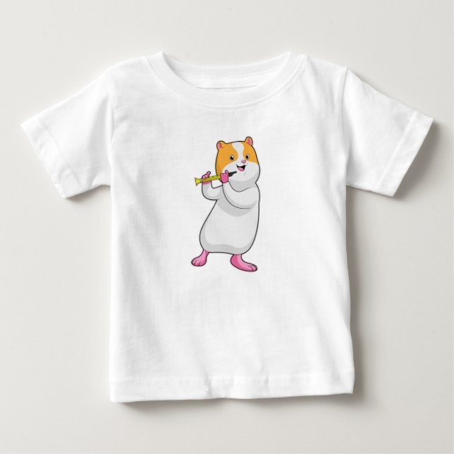 T-shirt Pour Bébé Hamster à Musique avec Flûte (Devant)