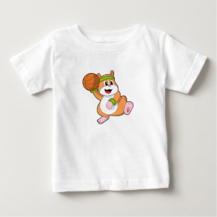 T-shirt Pour Bébé Hamster as Basketball player