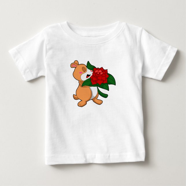 T-shirt Pour Bébé Hamster avec Rose à fleurs (Devant)