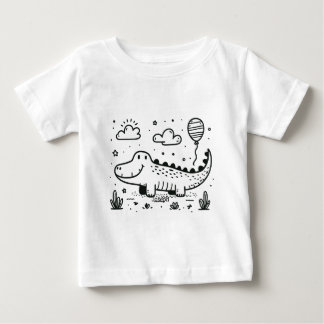 T-shirt Pour Bébé Happy Alligator avec ballon - Cute Nursery Art
