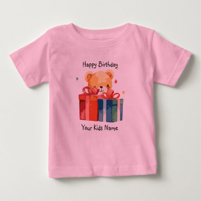T-shirt Pour Bébé Happy Birthday Custom name (Devant)