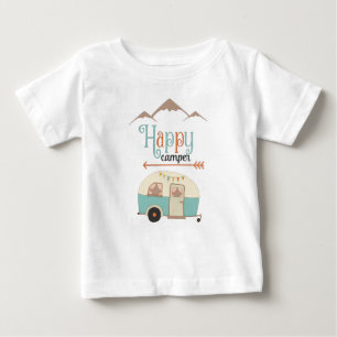 T-shirt Pour Bébé Happy Camper Cute Retro RV