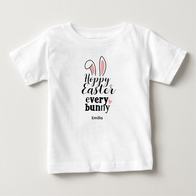 T-shirt Pour Bébé Happy Easter Bunny Custom Name (Devant)
