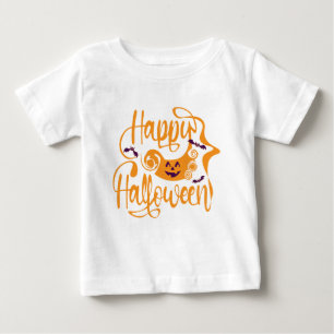 T-shirt Pour Bébé Happy Halloween chauves-souris Jack-o'-lantern