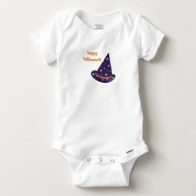 T-shirt Pour Bébé Happy Halloween Purple Wizard Casquette Toddler Sh (Devant)