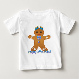 T-shirt Pour Bébé Happy Hanoukka Gingerbread Man Menorah