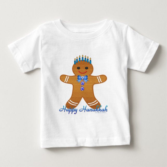 T-shirt Pour Bébé Happy Hanoukka Gingerbread Man Menorah (Devant)