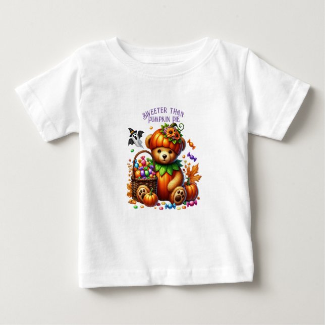 T-shirt Pour Bébé Happy Helloween Cute Wizard Bear (Devant)