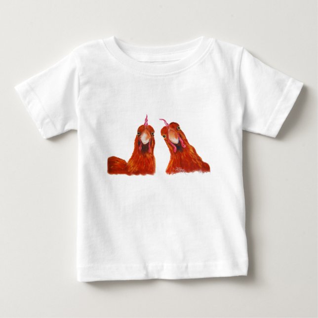 T-shirt Pour Bébé Happy Hens Chicken ' HARRIET & HUMBUG ' Bébé/Enfan (Devant)