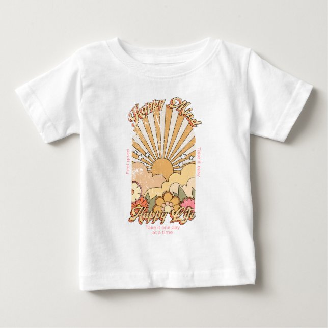 T-shirt Pour Bébé Happy Mind Happy Life Hippy Vibes Super (Devant)