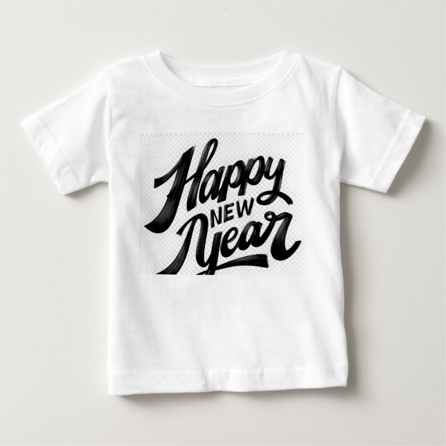 T-shirt Pour Bébé Happy New Year Brush‑Style Greeting (Devant)