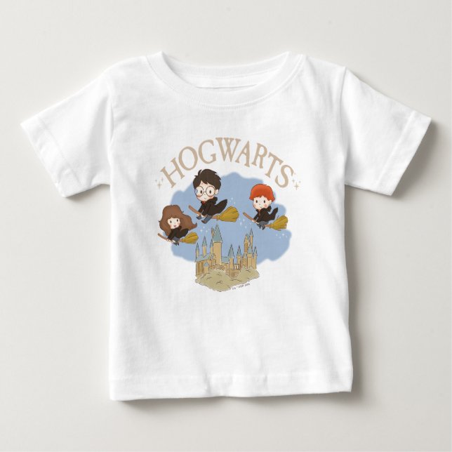 T-shirt Pour Bébé HARRY POTTER™, Hermione & Ron Fly Over HOGWARTS™ (Devant)
