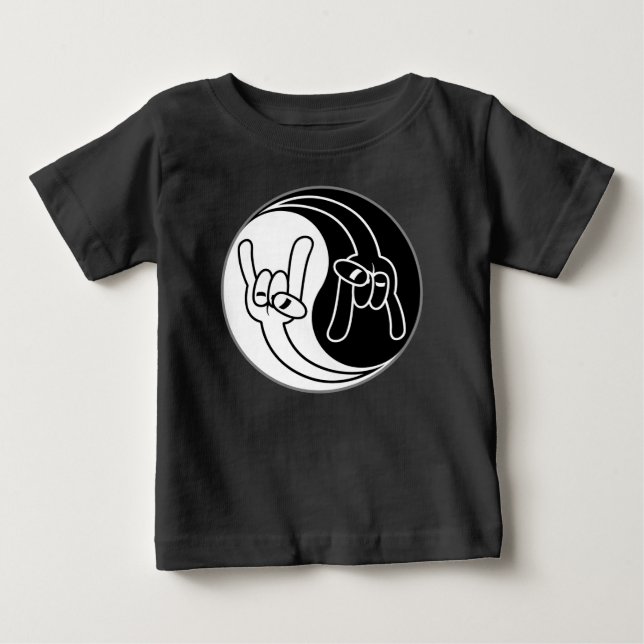 T-shirt Pour Bébé Heavy Metal Devil Horns Yin Yang (Devant)