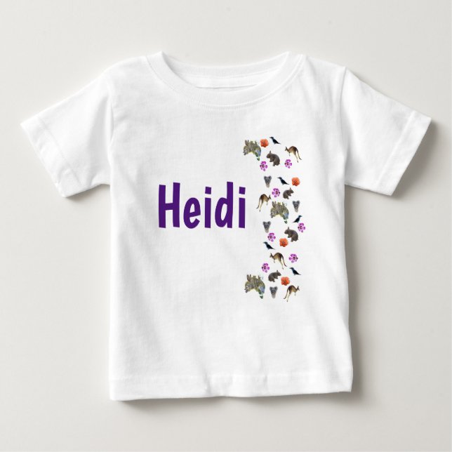 T-shirt Pour Bébé Heidi, logo avec faune australienne,  (Devant)