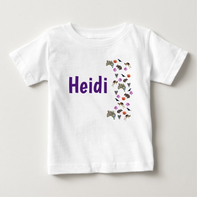 T-shirt Pour Bébé Heidi, Nom Logo Avec Australian Wildlife, (Devant)