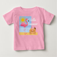 Hello Summer Pink Flamant rose Design - Baby Fine